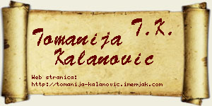 Tomanija Kalanović vizit kartica